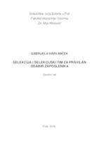 Selekcija i selekcijski tim za pravilan odabir zaposlenika