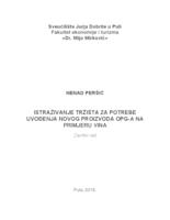 Istraživanje tržišta za potrebe uvođenja novog proizvoda OPG-a na primjeru vina