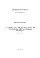 Uloga institucionalnih investitora na financijskom tržištu Republike Hrvatske