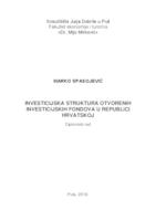 Investicijska struktura otvorenih investicijskih fondova u Republici Hrvatskoj