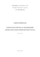 Struktura portfelja vrijednosnih papira hrvatskih kreditnih institucija