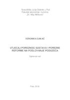Utjecaj poreznog sustava i porezne reforme na poslovanje poduzeća