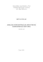 Analiza koncentracije hrvatskog bankarskog sektora