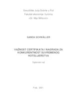 Važnost certifikata i nagrada za konkurentnost suvremenog hotelijerstva