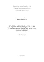 Utjecaj pandemije COVID-19 na ponašanje potrošača u sektoru maloprodaje