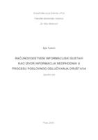 Računovodstveni informacijski sustavi kao izvor informacija neophodnih u procesu poslovnog odlučivanja društava