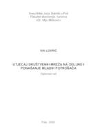 Utjecaj društvenih mreža na odluke i ponašanje mladih potrošača