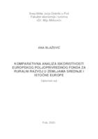 Komparativna analiza korištenja sredstava europskog poljoprivrednog fonda za ruralni razvoj u zemljama srednje i istočne Europe