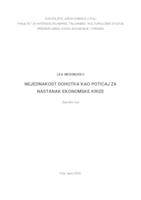 Nejednakost dohotka kao poticaj za nastanak ekonomske krize