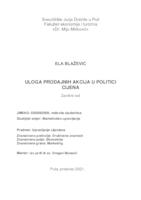 Uloga prodajnih akcija u politici cijena