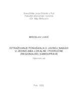 Istraživanje ponašanja u javnoj nabavi u jedinici lokalne i područne (regionalne) samouprave