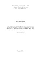 Utvrđivanje troška financiranja investicija u poduzeću Maistra d.d.