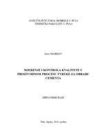 Mjerenje i kontrola kvalitete u proizvodnom procesu tvrtke za obradu cementa