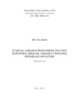 prikaz prve stranice dokumenta Utjecaj vanjskotrgovinske politike Europske unije na vanjsku trgovinu Republike Hrvatske