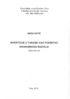 prikaz prve stranice dokumenta Investicije u turizmu kao pokretač ekonomskog razvoja