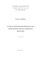 prikaz prve stranice dokumenta Utjecaj regionalnih migracija na gospodarski razvoj Republike Hrvatske