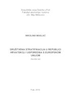prikaz prve stranice dokumenta Društvena stratifikacija u Republici Hrvatskoj i usporedba s Europskom Unijom