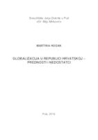 prikaz prve stranice dokumenta Globalizacija u Republici Hrvatskoj - prednosti i nedostatci