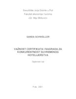 prikaz prve stranice dokumenta Važnost certifikata i nagrada za konkurentnost suvremenog hotelijerstva